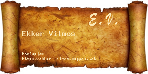 Ekker Vilmos névjegykártya